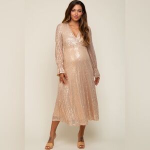 Pinkblush sequin long sleeve midi dress nwot